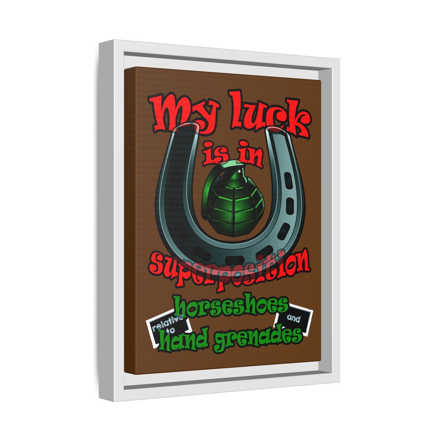 my luck - framed canvas art (brown)