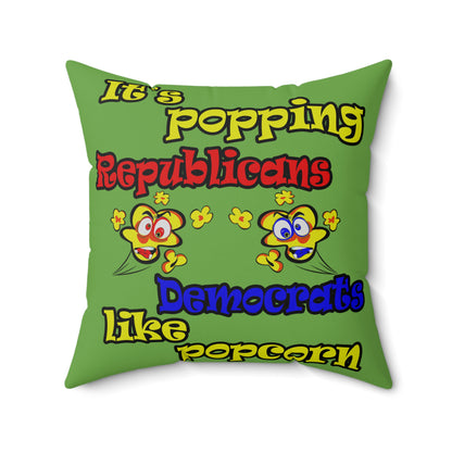 popping like popcorn - Spun Polyester Square Pillow - (green)