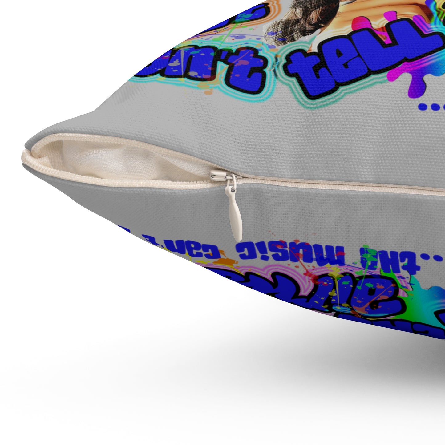 drop the beat - Spun Polyester Square Pillow - (light grey)