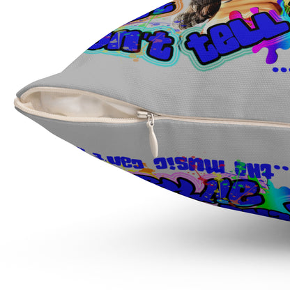 drop the beat - Spun Polyester Square Pillow - (light grey)