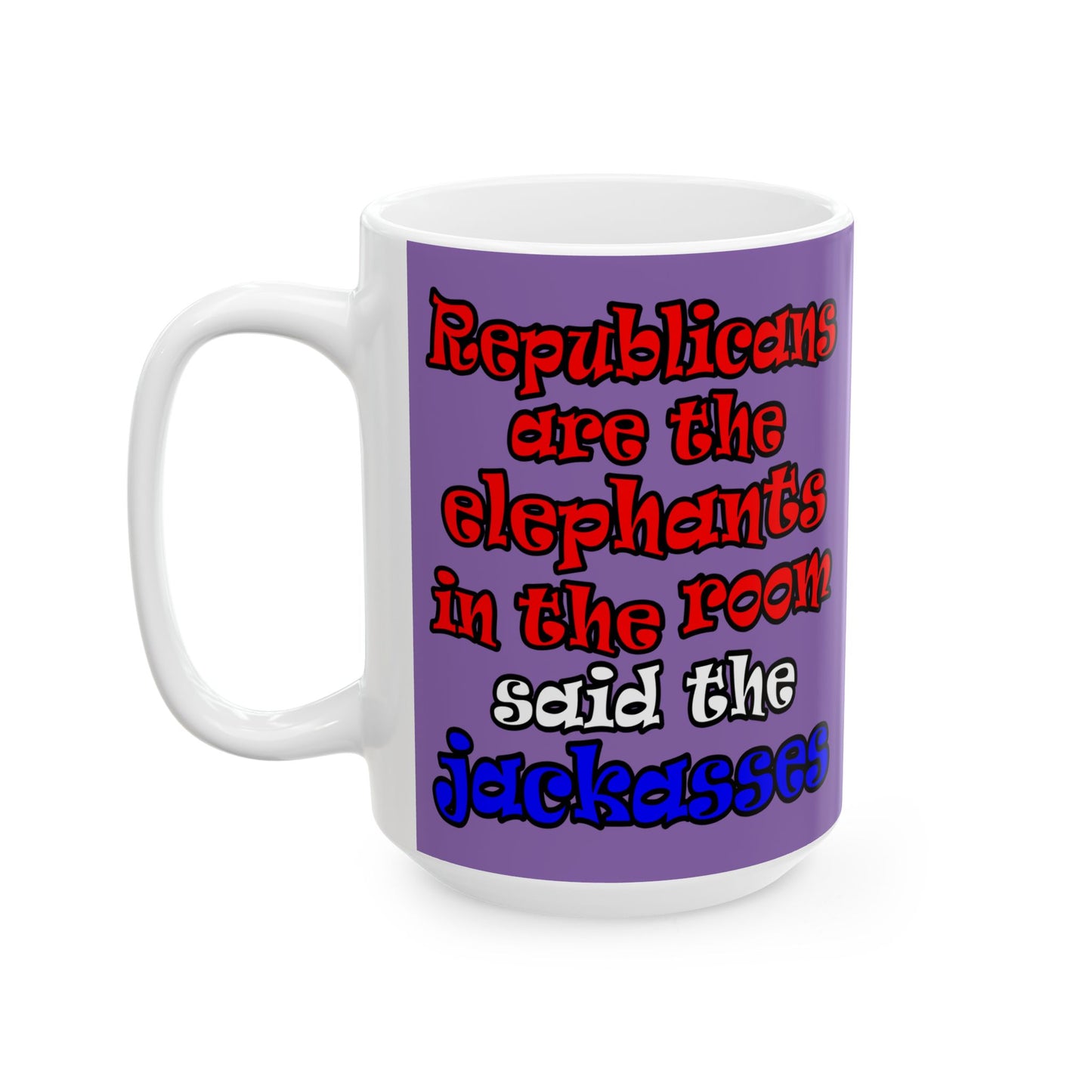 donkeys and elephants - White Mug (light purple)