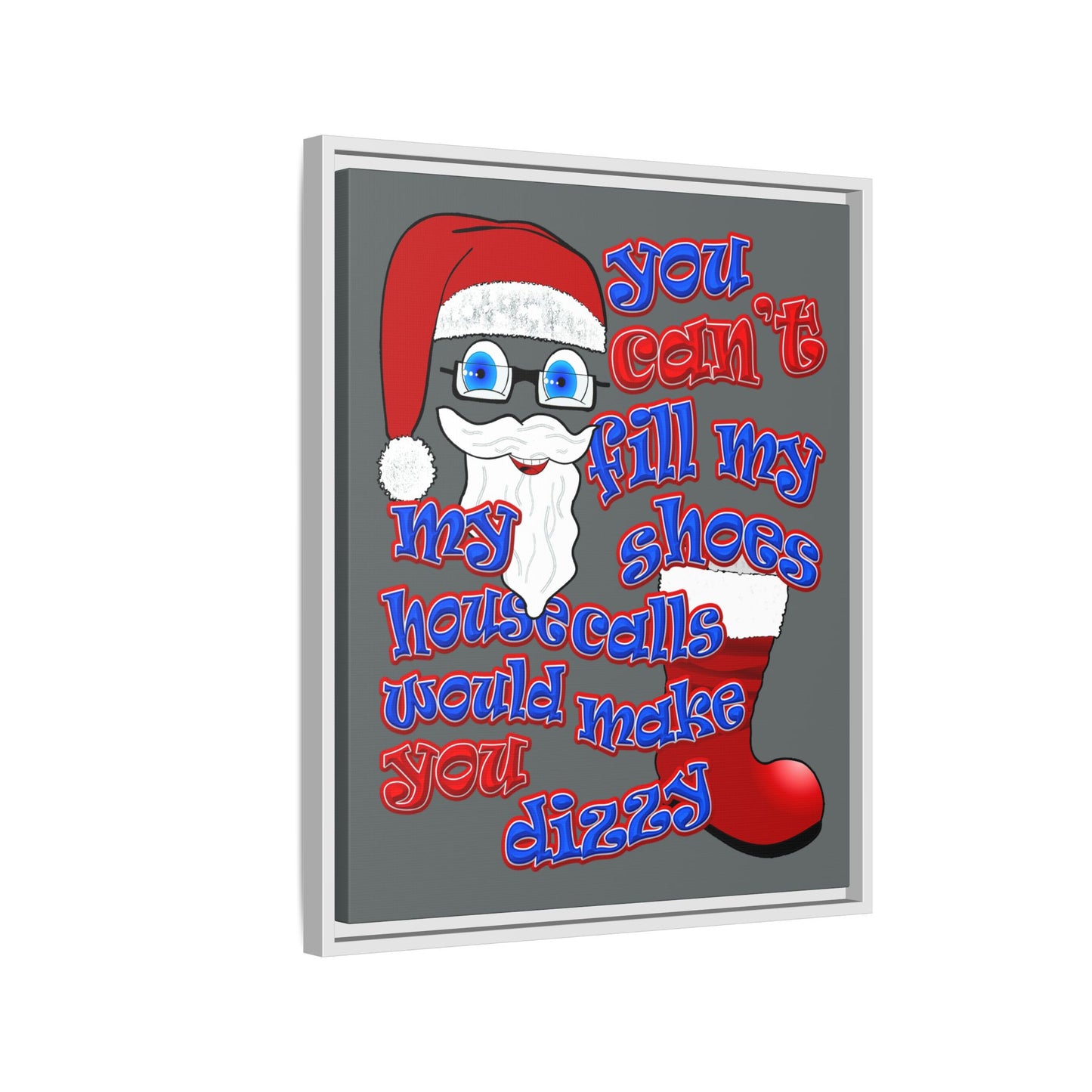 santa's shoes - framed canvas art (dark grey)
