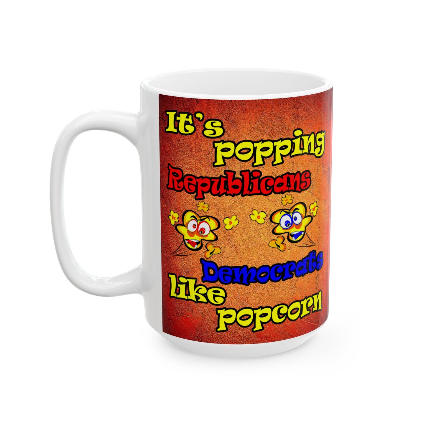 popping like popcorn - White Mug (burnt orange)