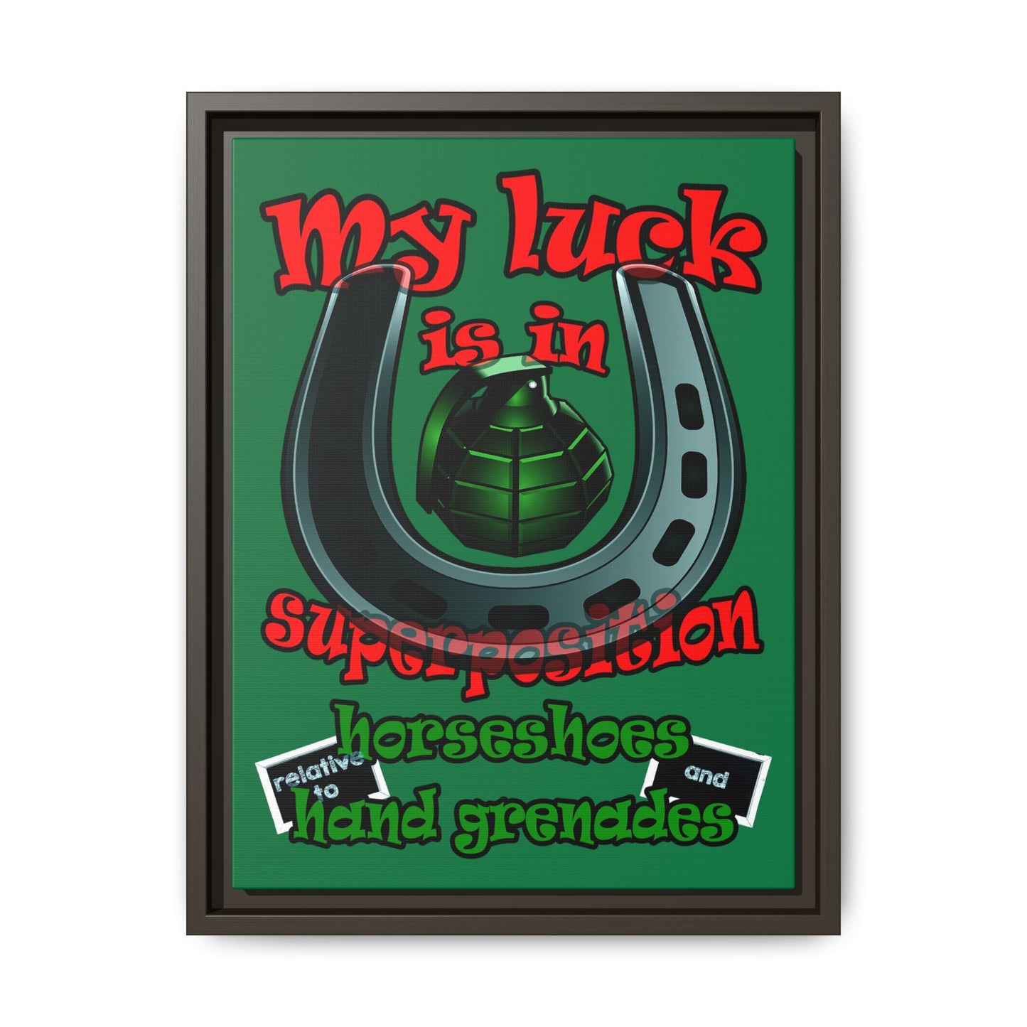 my luck - framed canvas art (dark green)