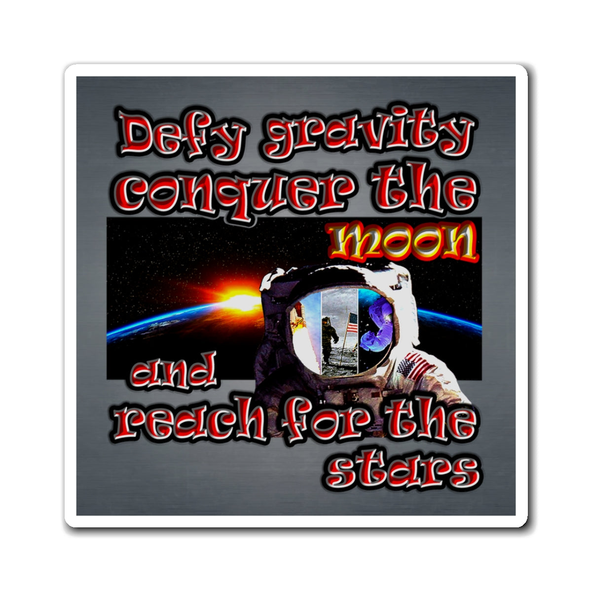 defy conquer reach - Magnets - (grey-light grey)