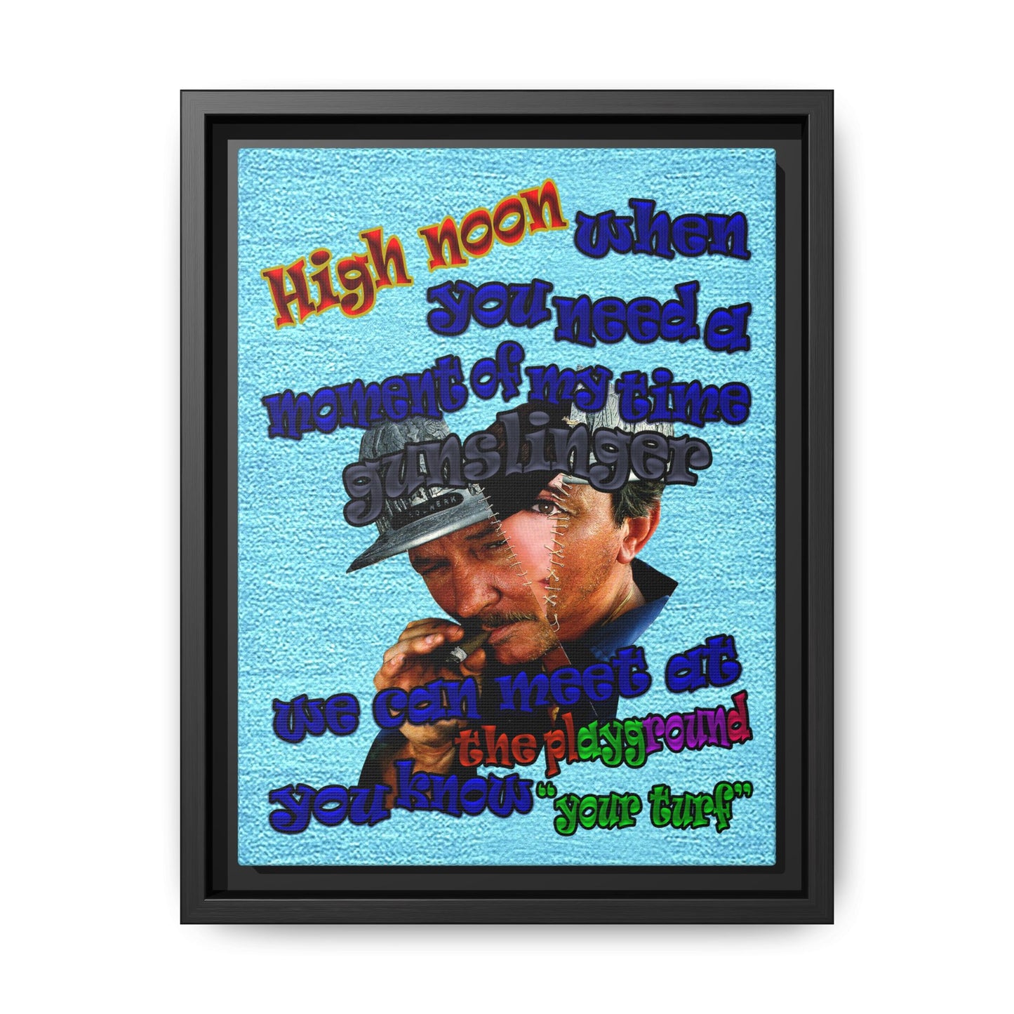 high noon - framed canvas art (faded blue)