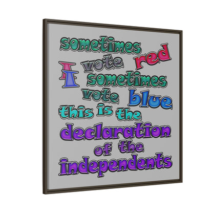 declaration of the independents - framed canvas art (light grey)