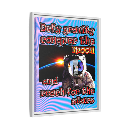 defy conquer reach - framed canvas art (light blue-purple wave)