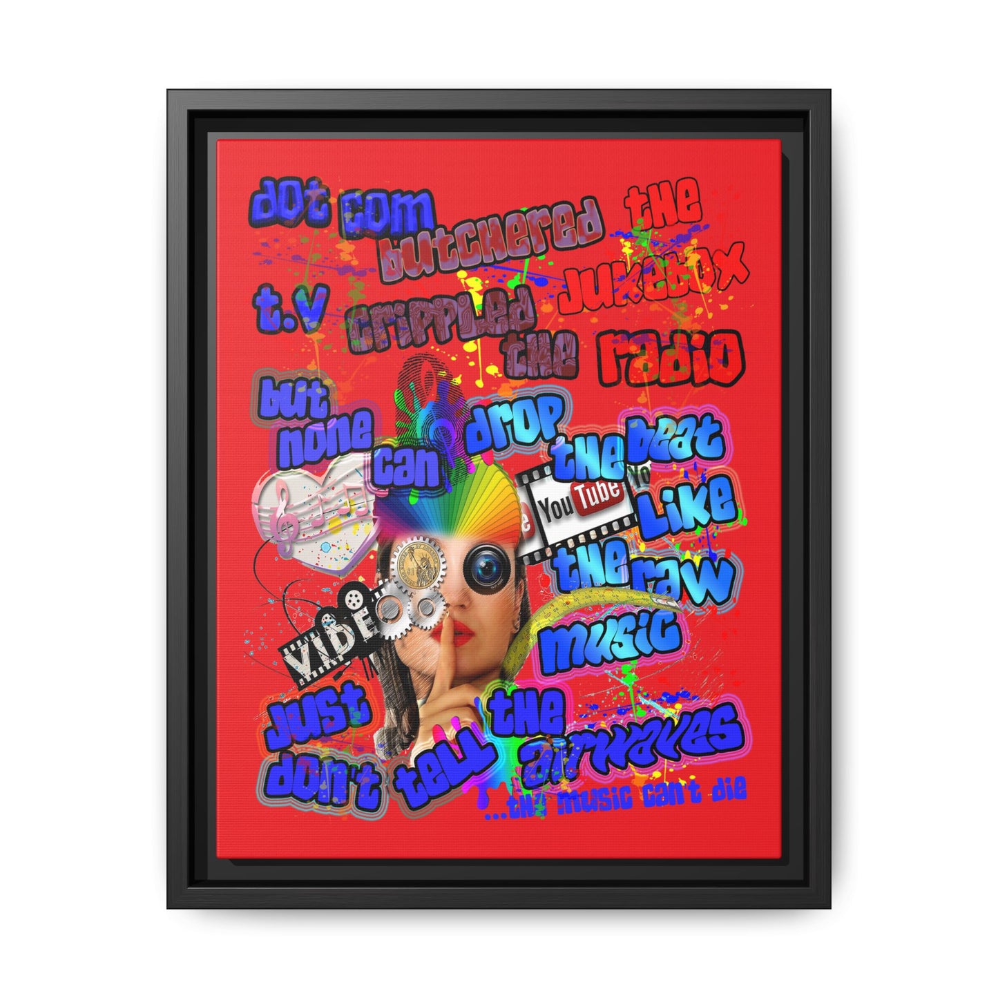 drop the beat - framed canvas art (red)