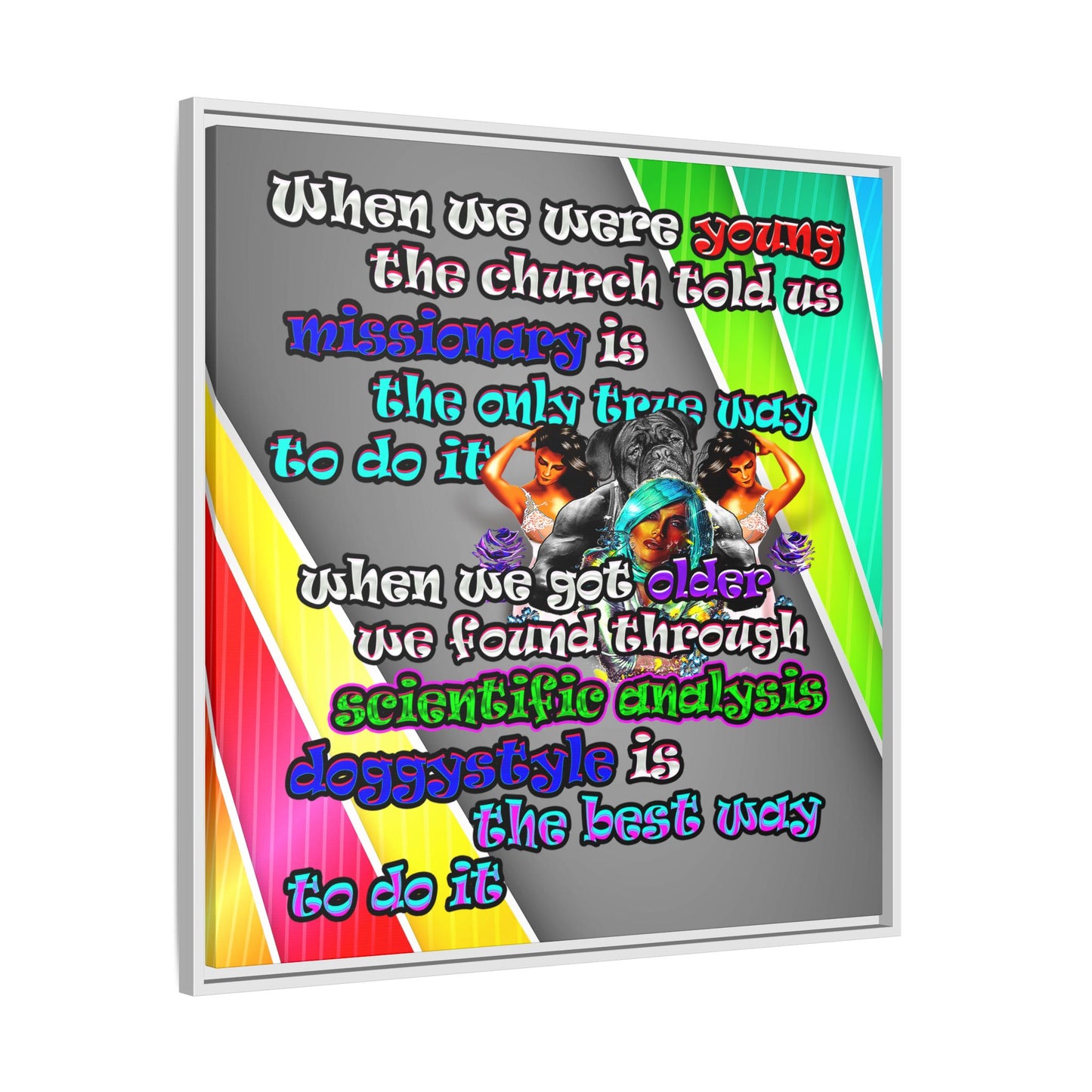 doggystyle - framed canvas art (rainbow split)