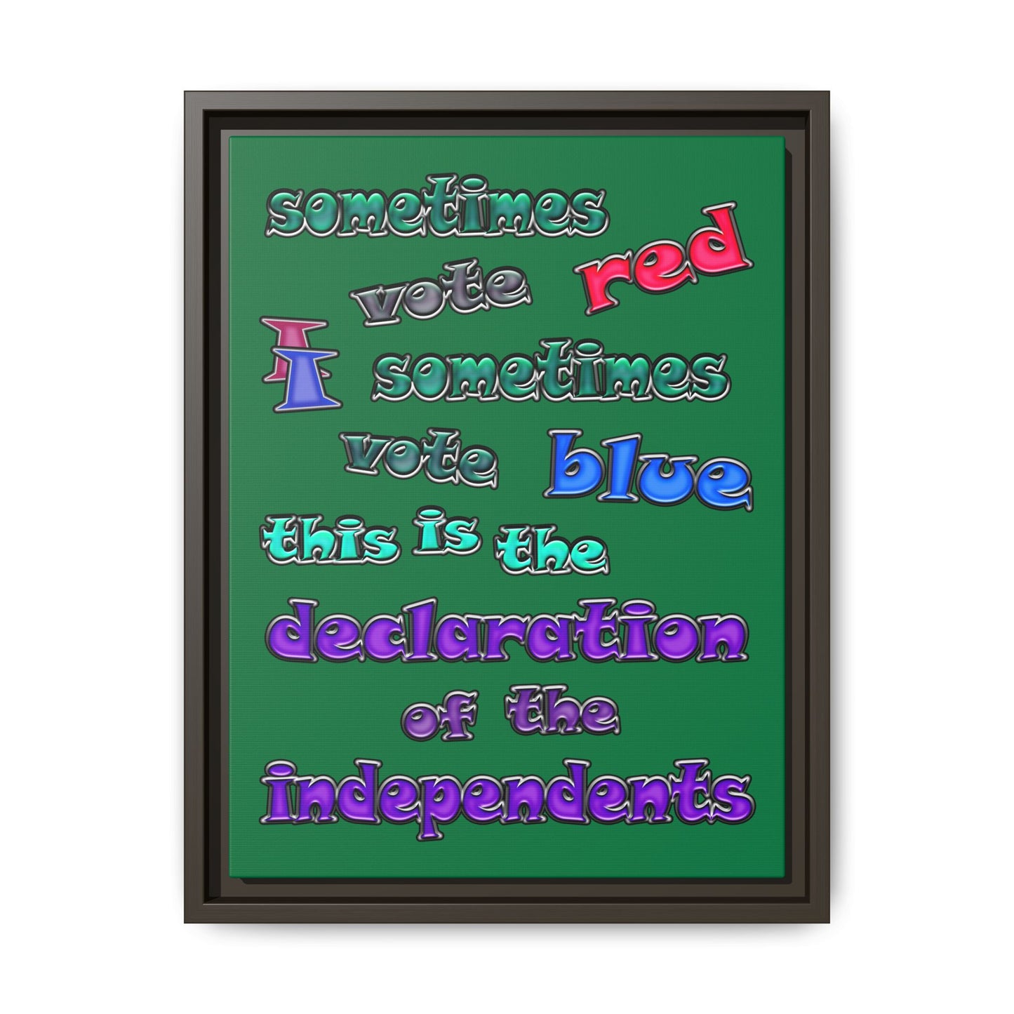 declaration of the independents - framed canvas art (dark green)
