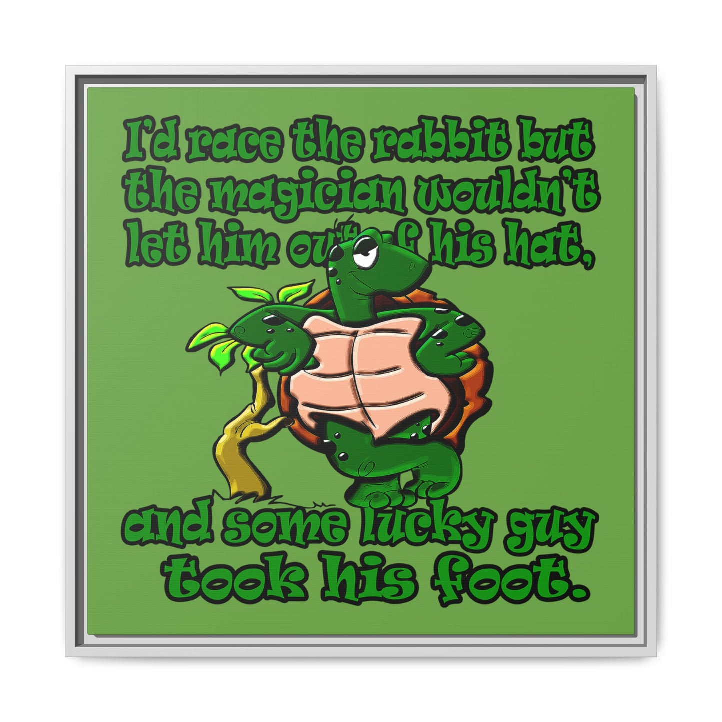 turtle race - framed canvas art (green)