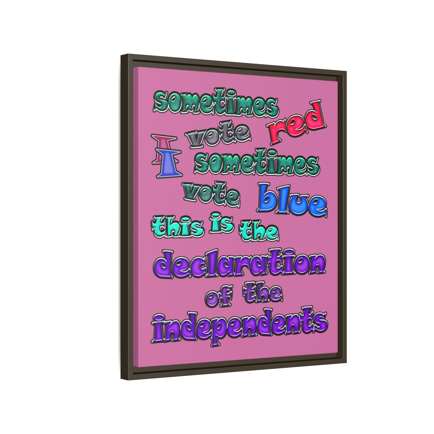 declaration of the independents - framed canvas art (light pink)