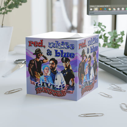 rw&b lives matter - note cube (light blue-pink wave)