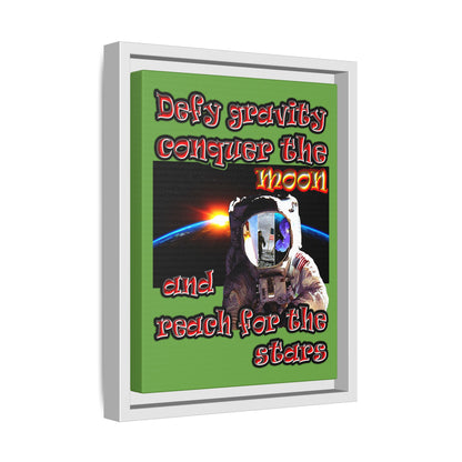 defy conquer reach - framed canvas art (green)
