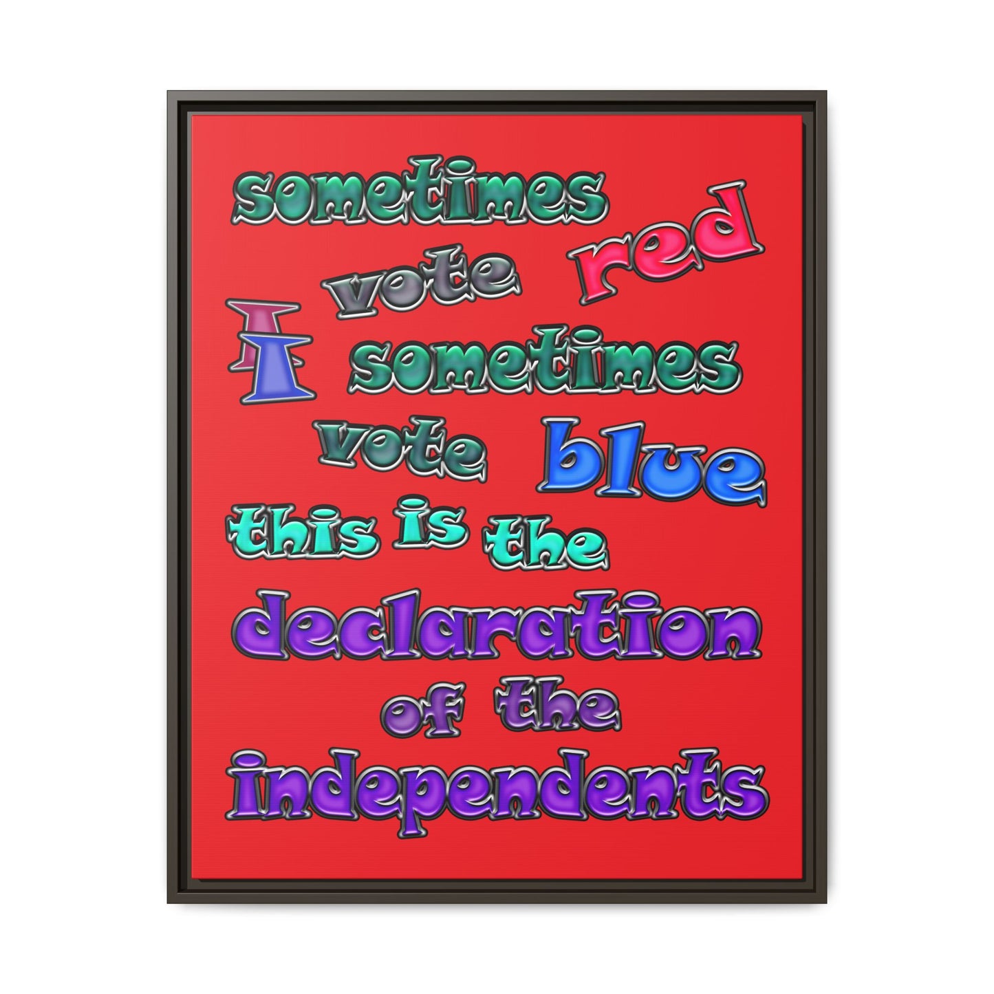 declaration of the independents - framed canvas art (red)