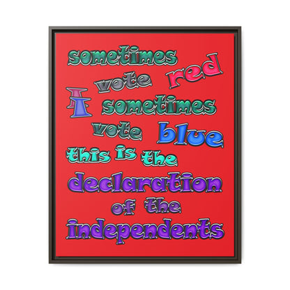 declaration of the independents - framed canvas art (red)