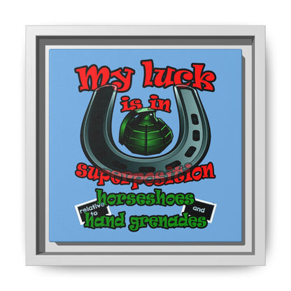 my luck - framed canvas art (light blue)