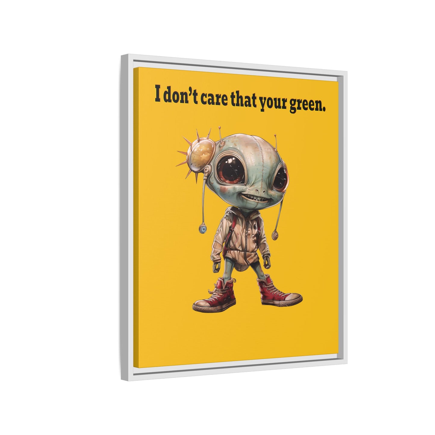I don't care that your green - framed canvas art (yellow)