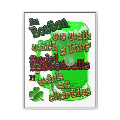celtics logo - framed canvas art (white)