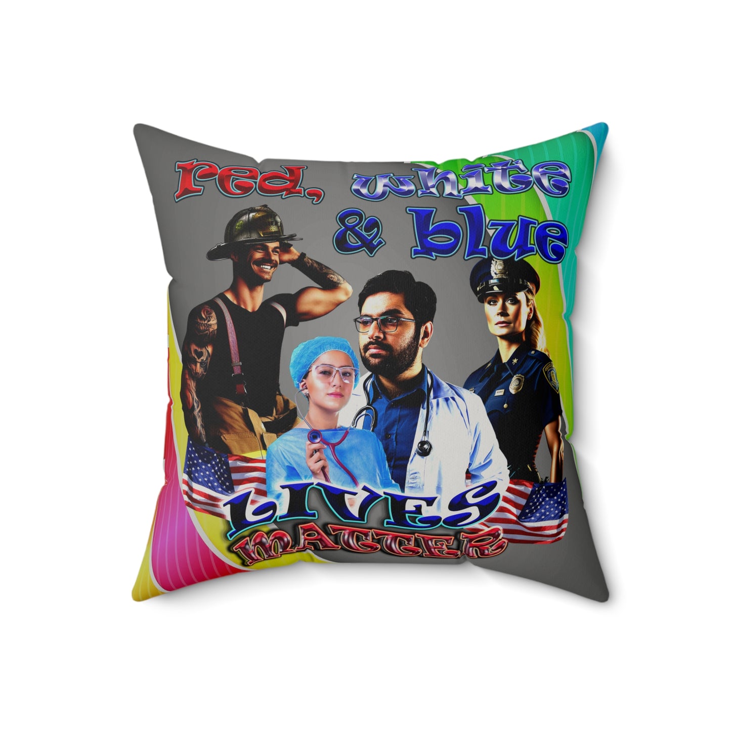 rw&b lives matter - Faux Suede Square Pillow - (rainbow split)