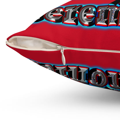 em cee squared - Spun Polyester Square Pillow - (dark red)