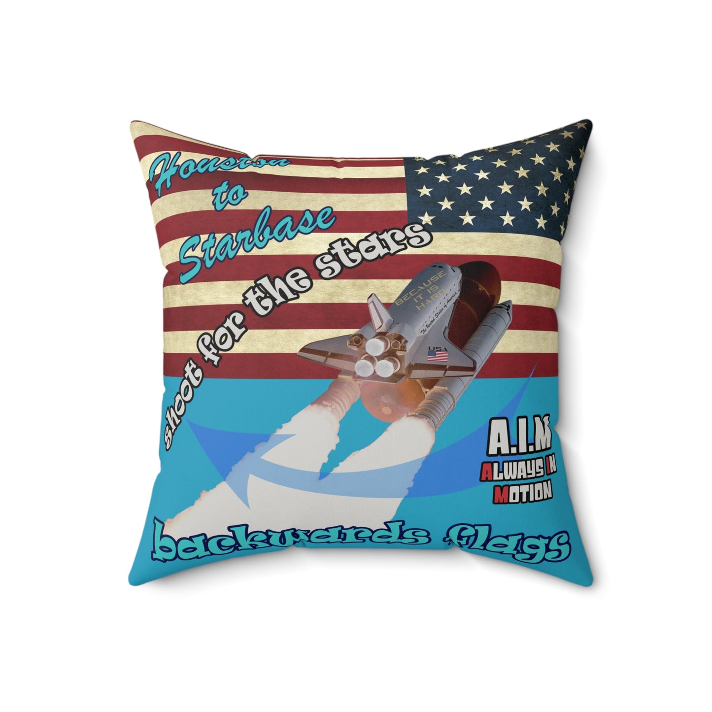 shoot for the stars - Faux Suede Square Pillow - (turquoise)