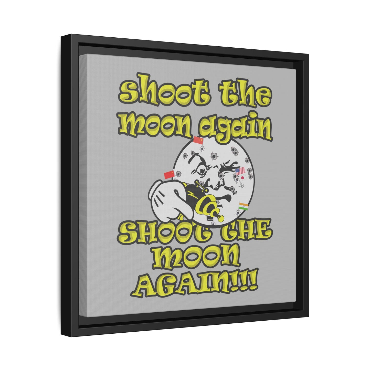 shoot the moon again - framed canvas art (light grey)