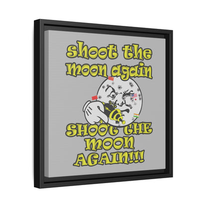 shoot the moon again - framed canvas art (light grey)
