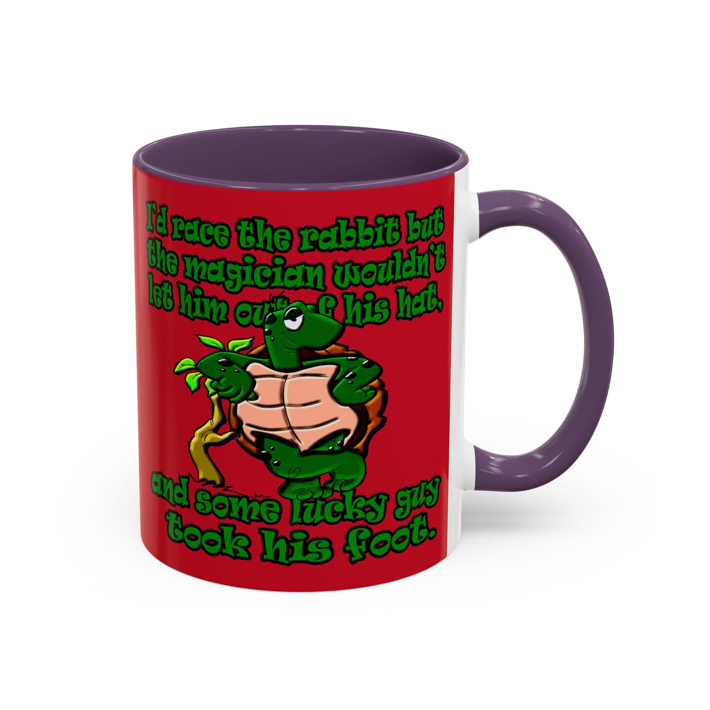 turtle race - Accent Mug (dark red)