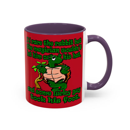 turtle race - Accent Mug (dark red)