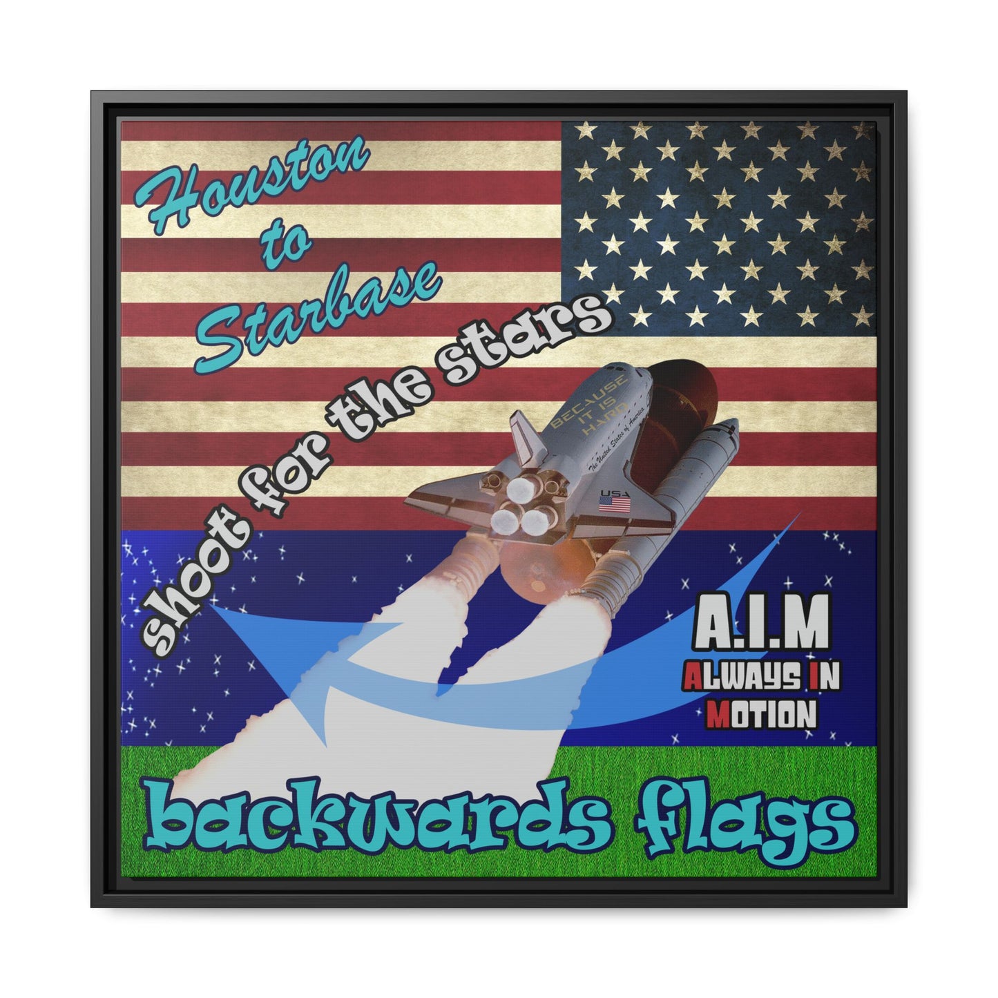 shoot for the stars - framed canvas art ('snoops' background)