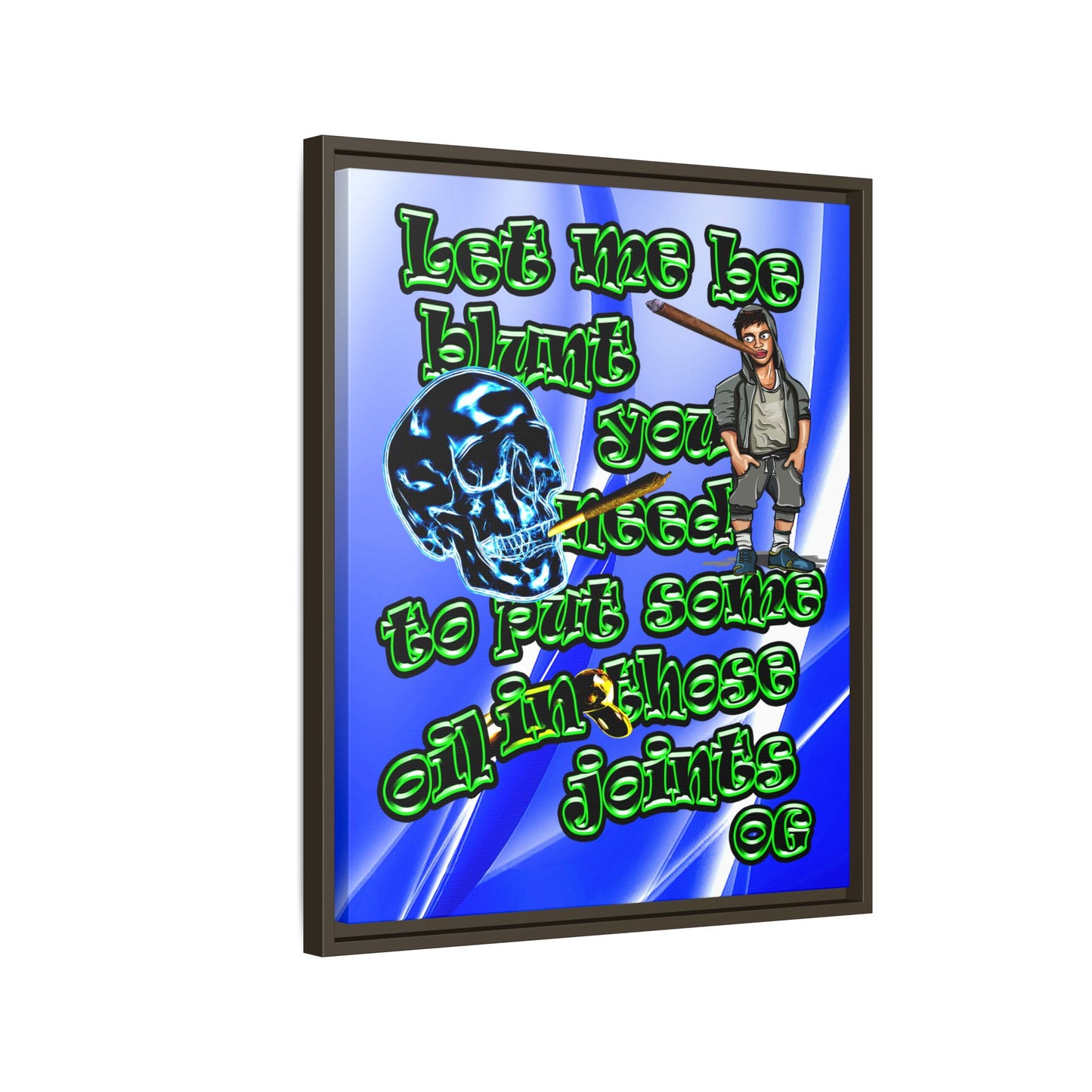 og - framed canvas art (blue-white wave)
