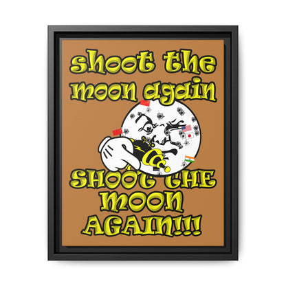 shoot the moon again - framed canvas art (light brown)