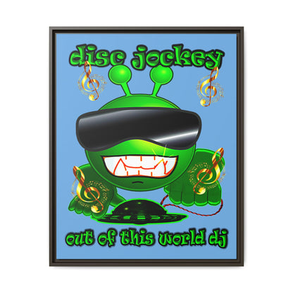 disc jockey - framed canvas art (light blue)