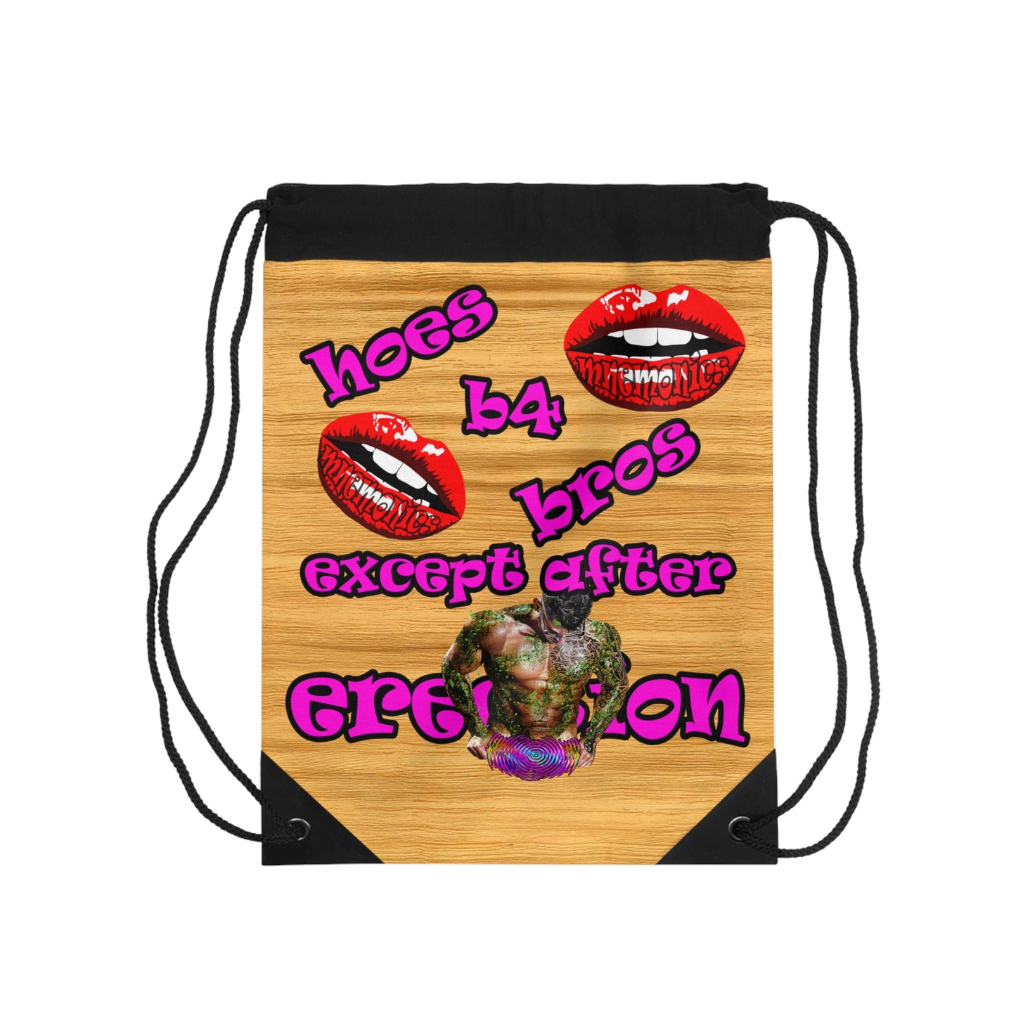 hoes b4 bros - Drawstring Bag (butterscotch wood finish)