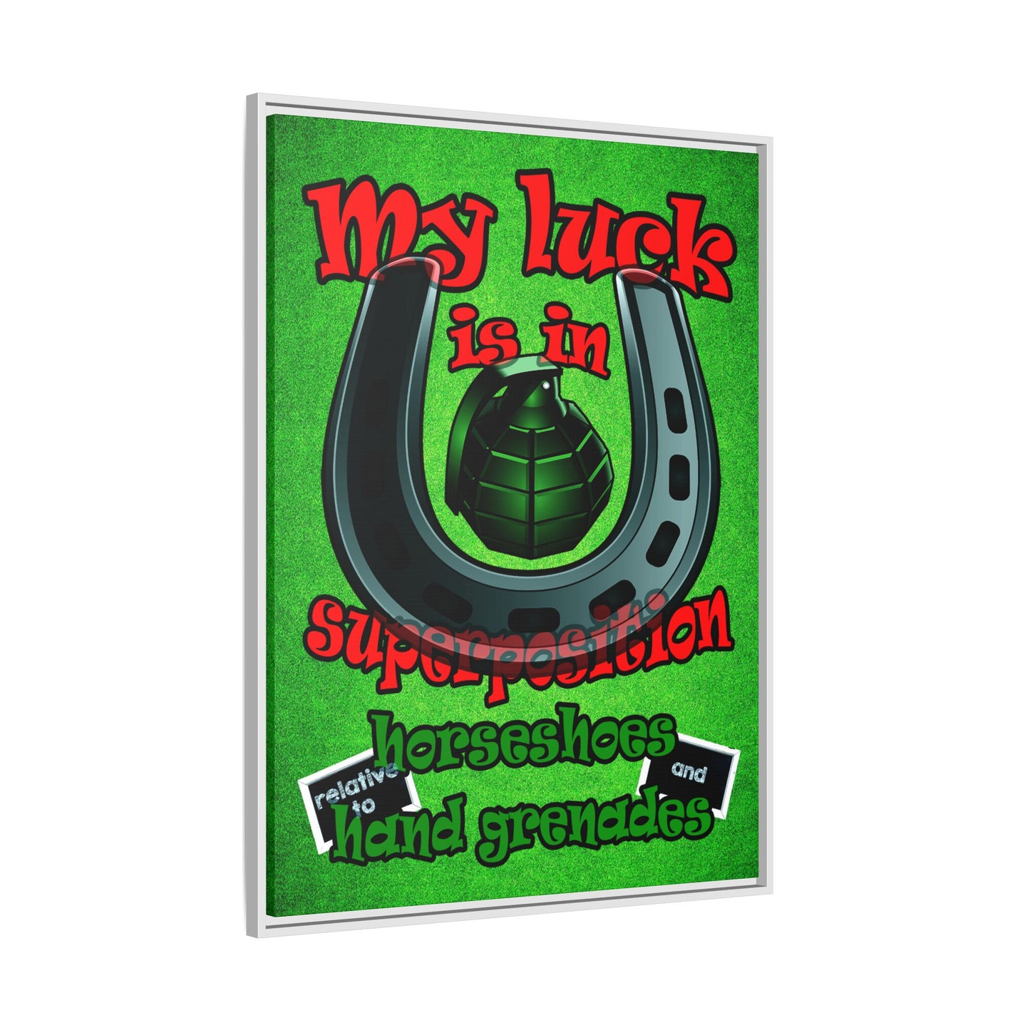 my luck - framed canvas art (green turf)