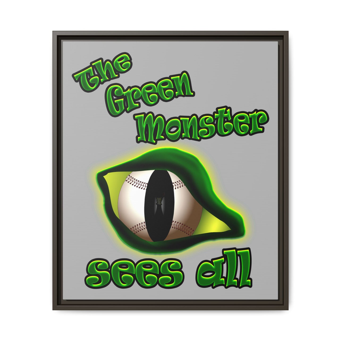 green monster - framed canvas art (light grey)