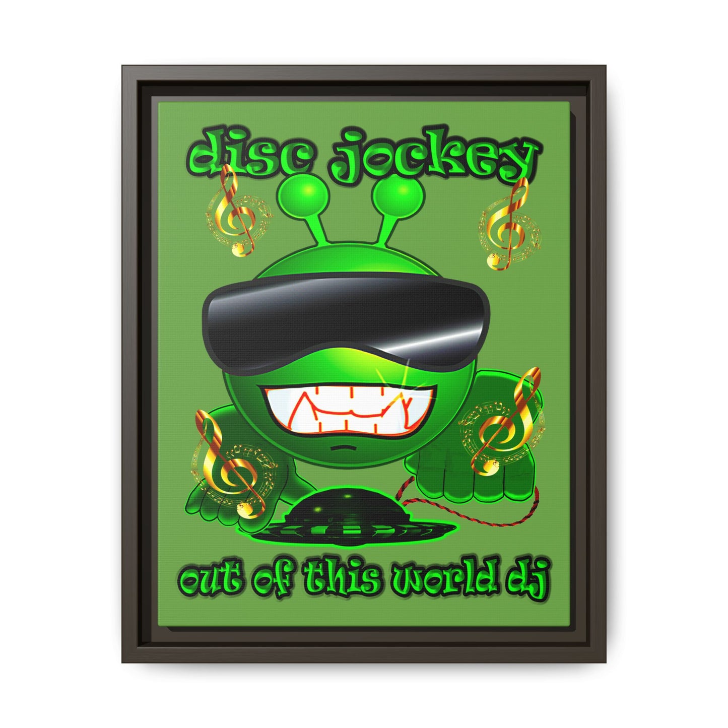 disc jockey - framed canvas art (green)