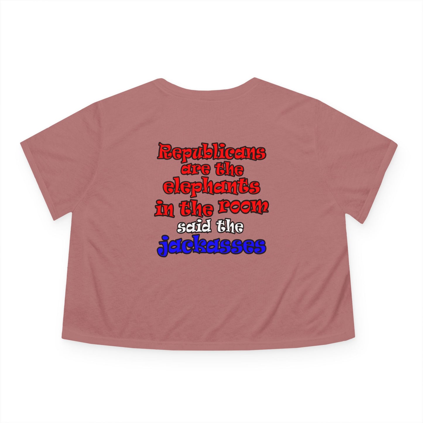 donkeys and elephants - Women's Flowy Cropped Tee