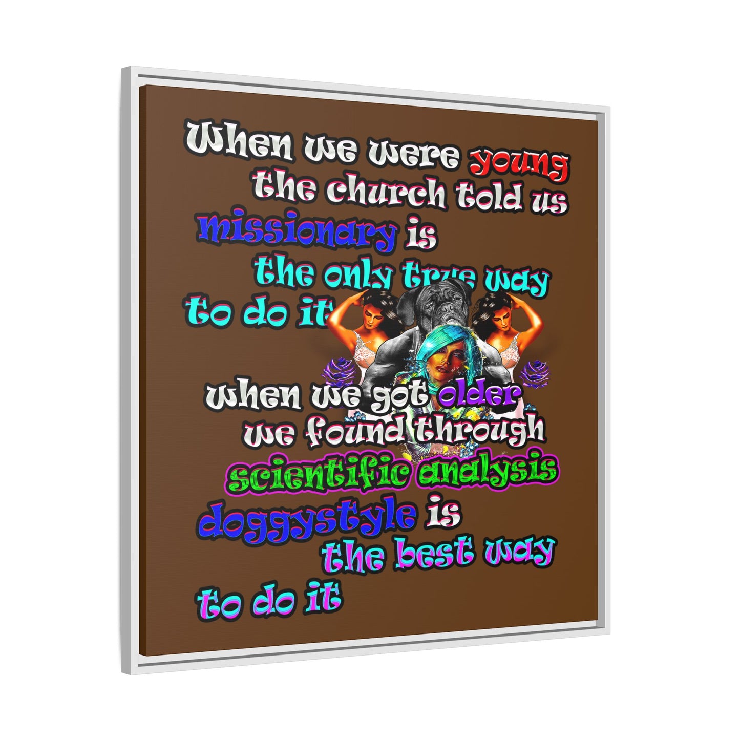 doggystyle - framed canvas art (brown)