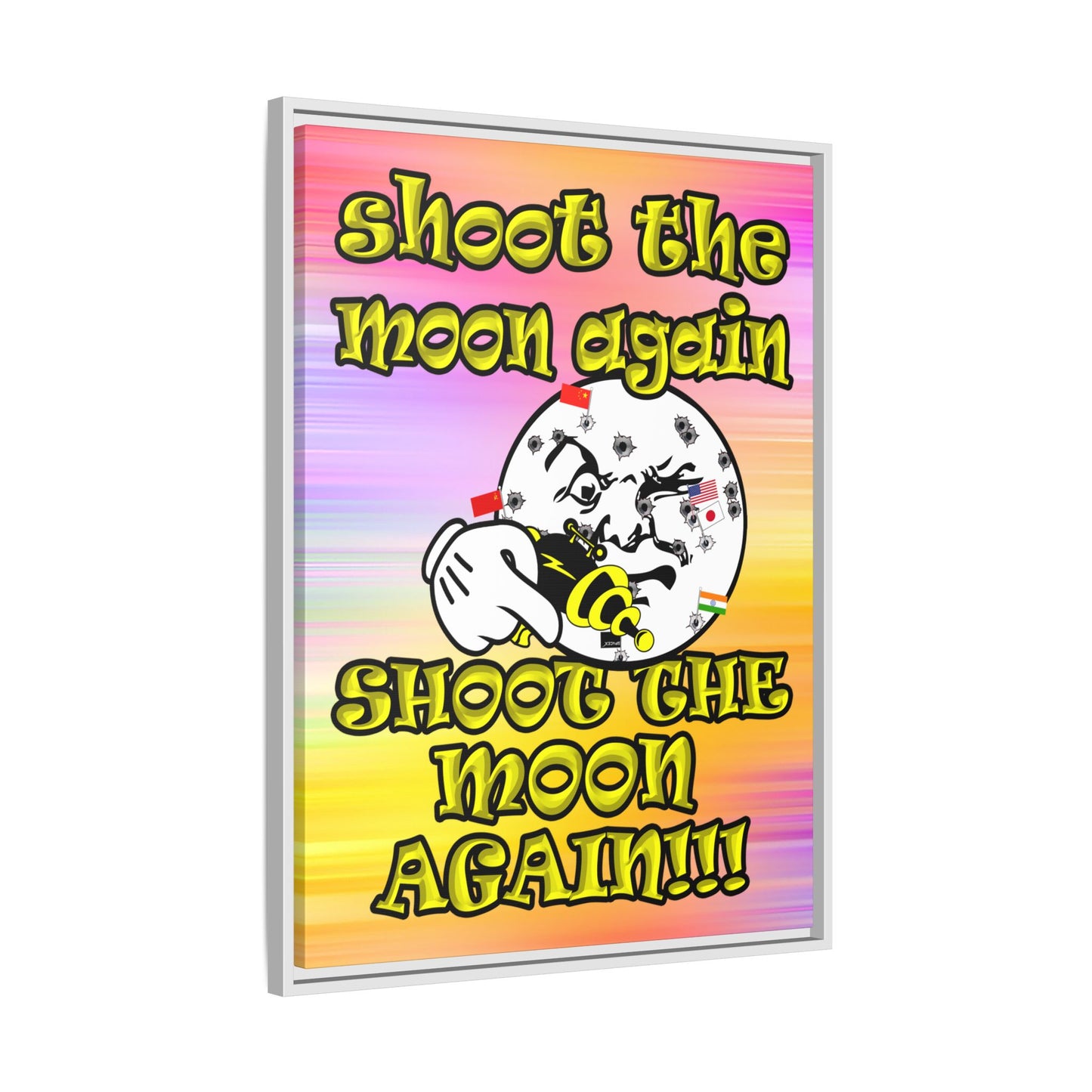 shoot the moon again - framed canvas art (color blur)