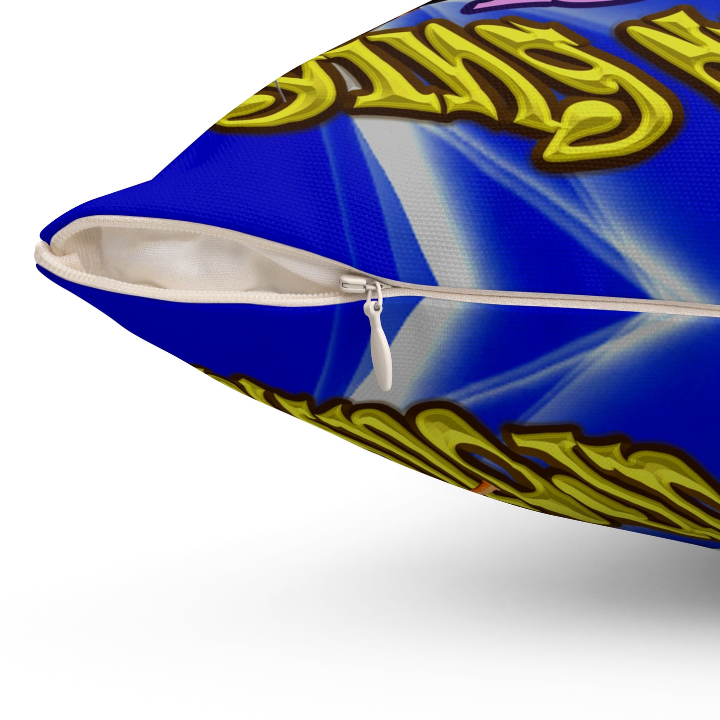 the bum's shit - Spun Polyester Square Pillow - (blue-white wave)