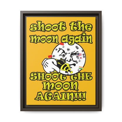 shoot the moon again - framed canvas art (yellow)
