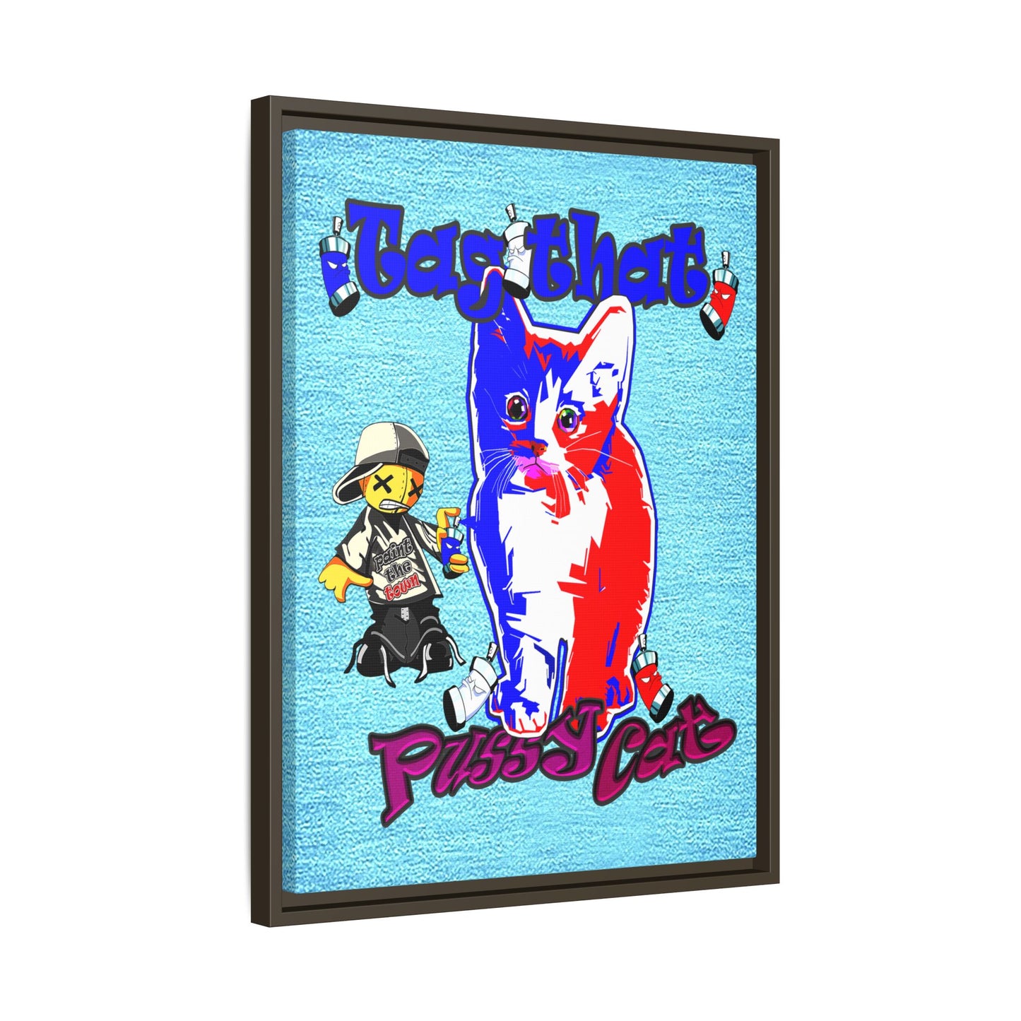 tag that - framed canvas art (faded blue)