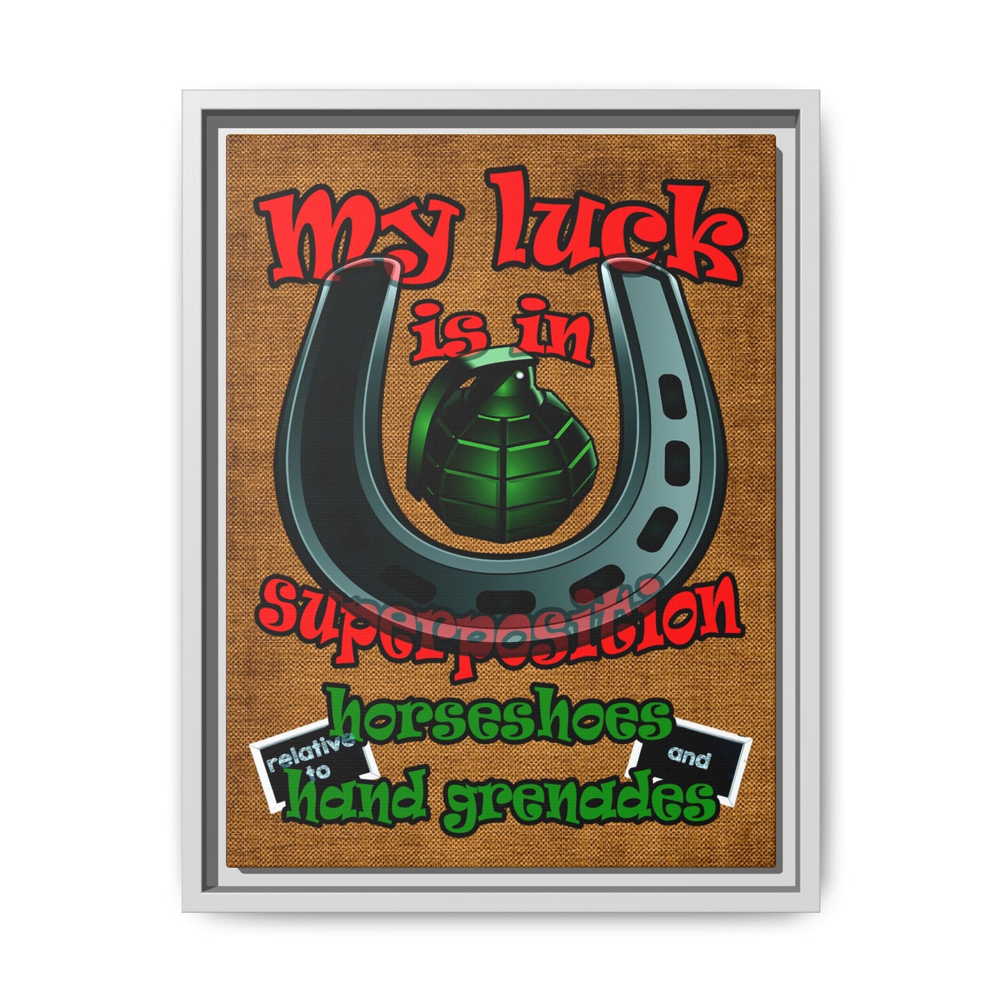 my luck - framed canvas art (brown papyrus)