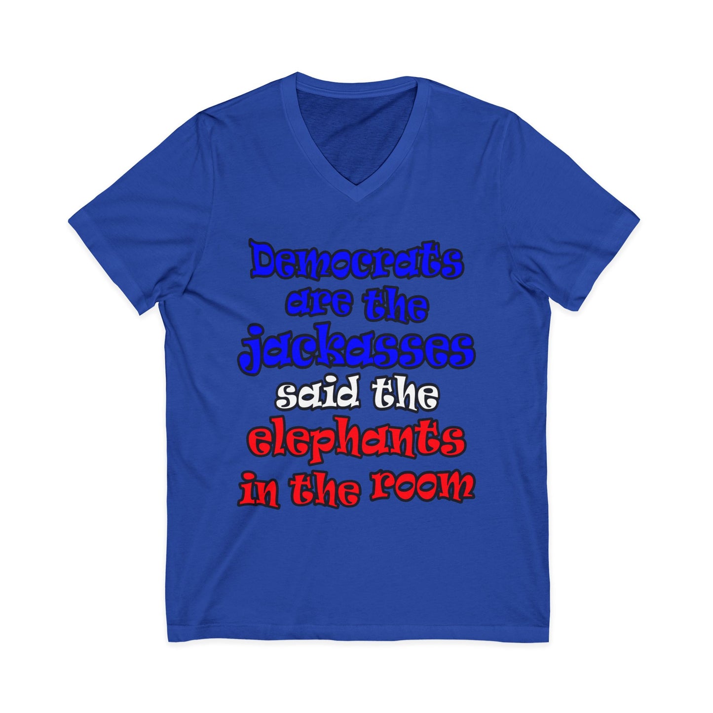 donkeys and elephants - Unisex Jersey Short Sleeve V-Neck Tee