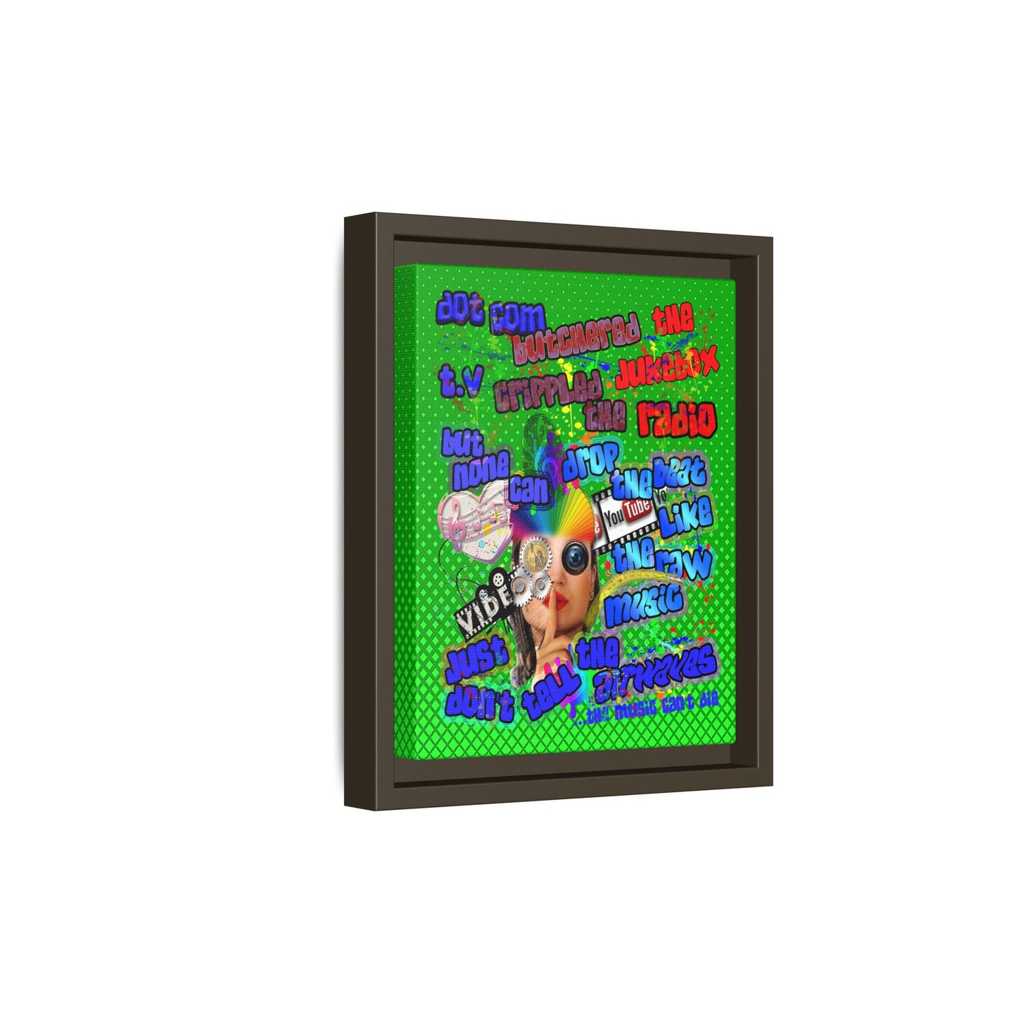 drop the beat - framed canvas art (logo green)