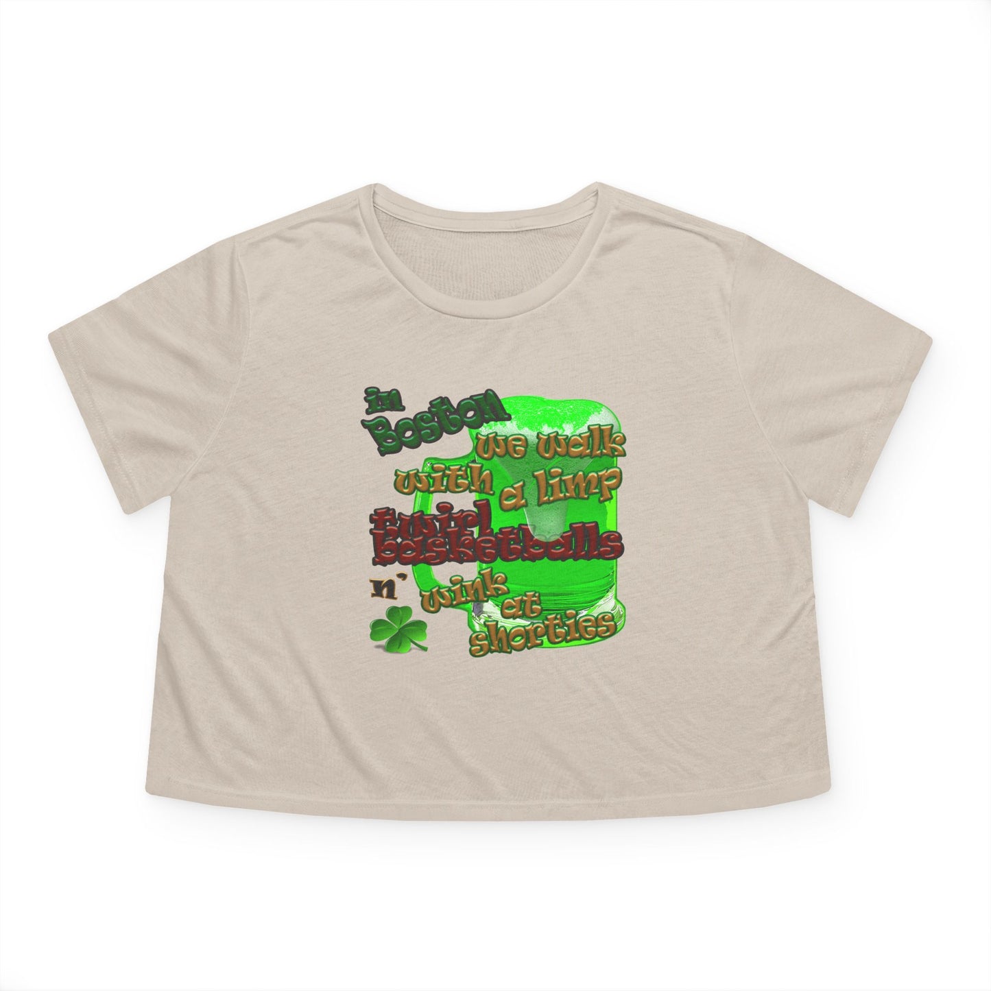 celtics logo - Women's Flowy Cropped Tee