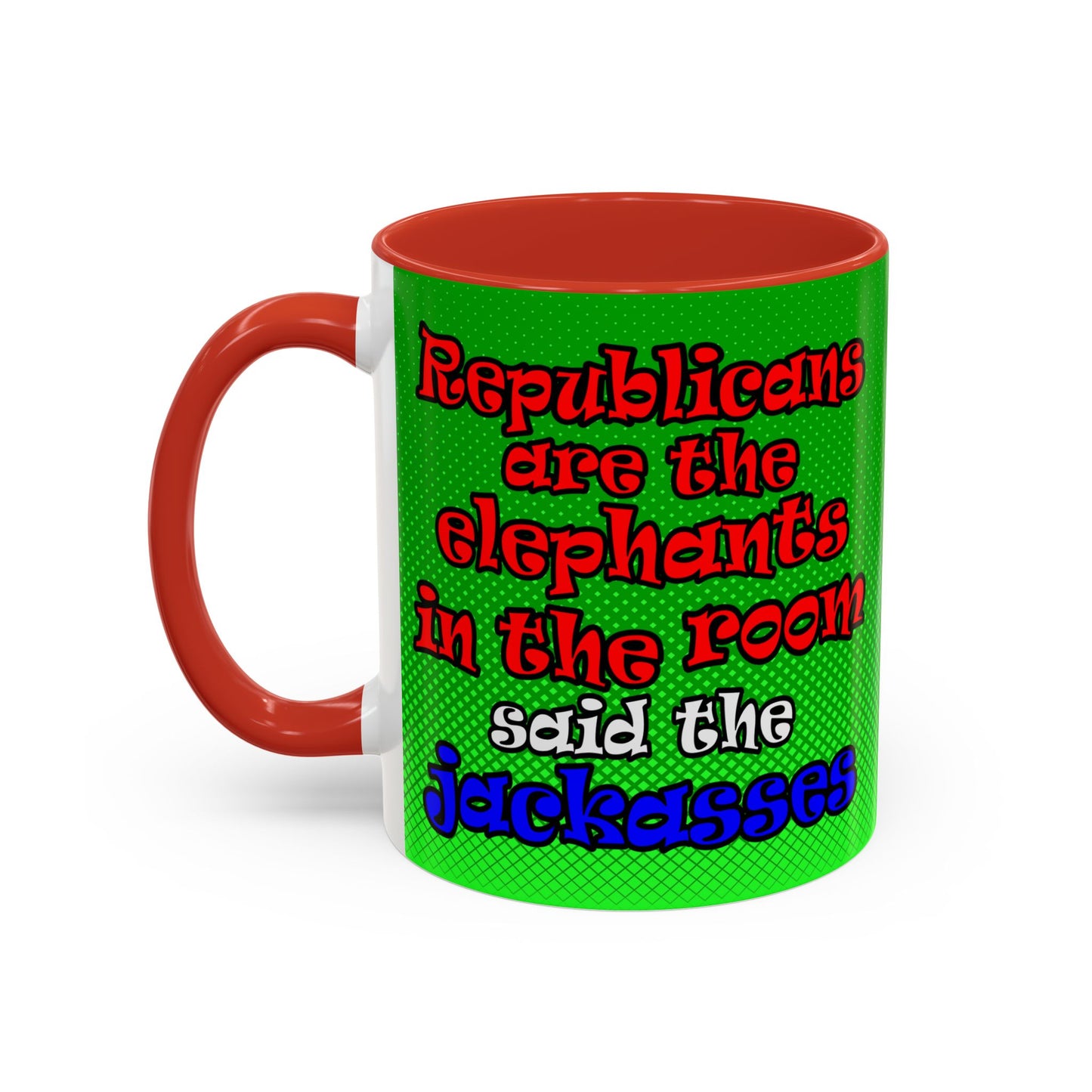 donkeys and elephants - Accent Mug (logo green)